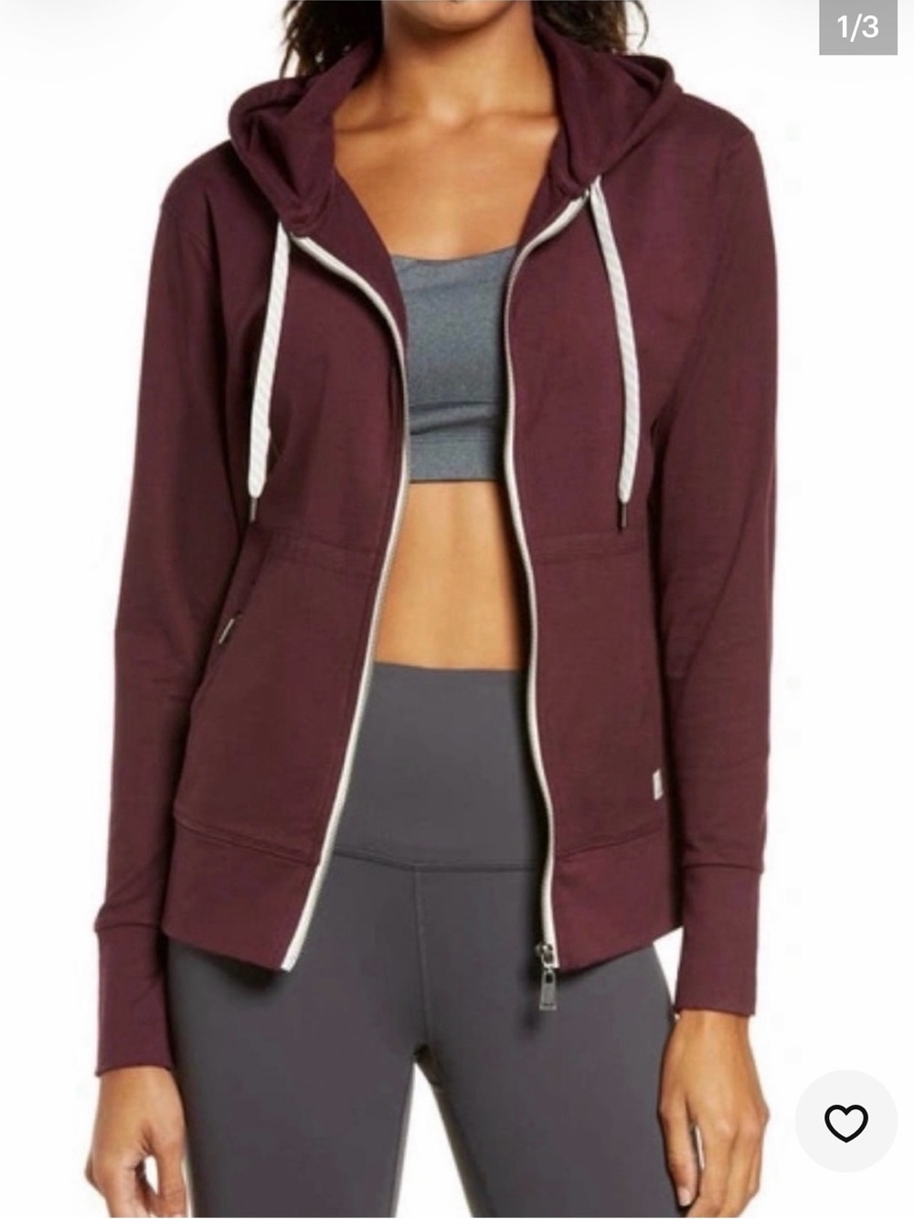 Vuori Halo Performance Hoodie in Burgundy Heather